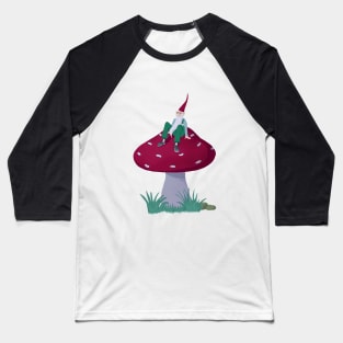 Cute gnome on mushroom Baseball T-Shirt